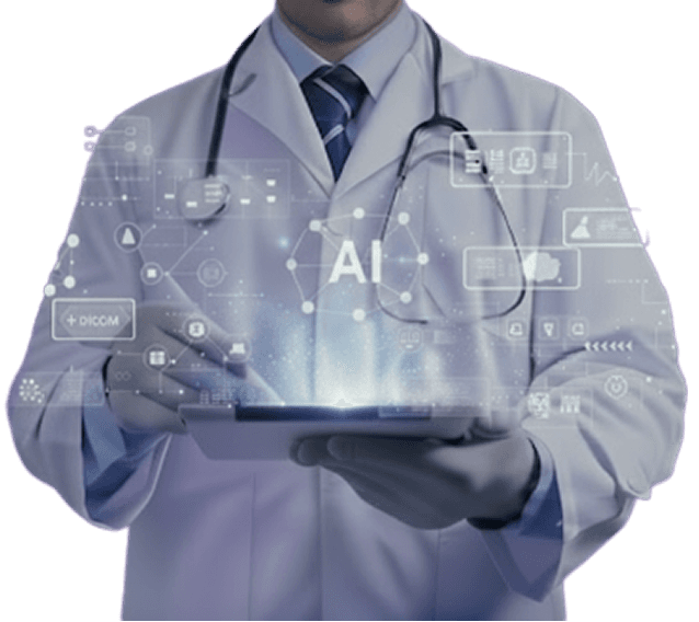 Smiling doctor representing AI-powered hospital automation